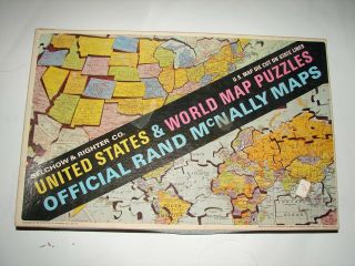 Vintage Selchow & Righter Map Of The World And United States Puzzle