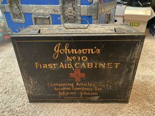 Antique Vintage Johnson & Johnson No.  10 First Aid Cabinet