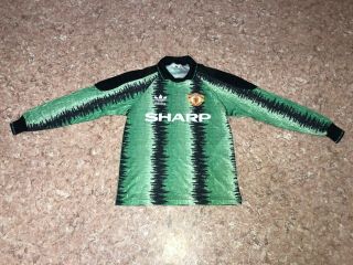 Vintage Adidas Manchester United Fc 1991 Goalkeeper Rare Jersey Shirt Xs Size