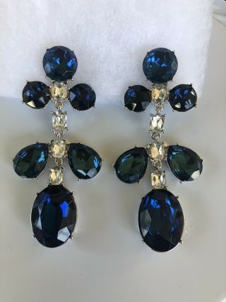 Kenneth Jay Lane Kjl Vintage Sim.  Sapphire And Diamond Clip On Earrings