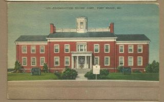 Fort Meade,  Md/ Headquarters Second Army/ Building/ Vintage Postcard