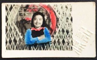 Hand Colored Cute Chinese Girl China Studio Photo 1950s Orig.
