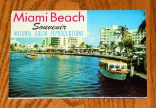 Miami Beach 16 Photos Souvenir Postcard Folder Curteich 1953 Vintage