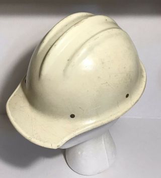 Vintage E.  D.  Bullard Hard - Boiled Fiberglass White Hard Hat Safety Cap Usa Sf