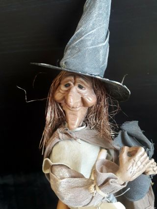 Rare Vintage Halloween Spanish Witch Doll Figurine With Bundle In Hand
