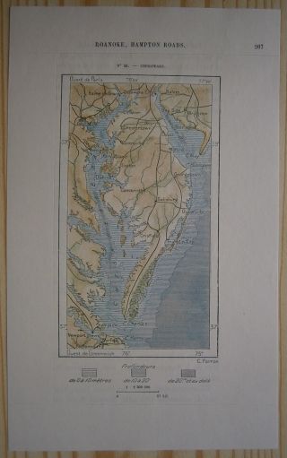 1892 Perron Map Chesapeake (delmarva Peninsula),  Delaware / Maryland / Virginia
