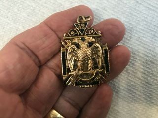 14k Gold Enamel Masonic Scottish Rite 32nd Degree Knights Templar Fob 32.  5g