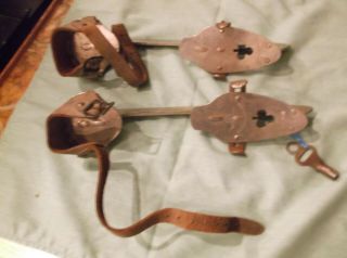 1 Antique Clamp & Strap On Ice Skates With Key By Union Hardware Co. ,  To
