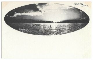 Sunset On Salt Lake - Ogden,  Utah Vintage Postcard Undivided