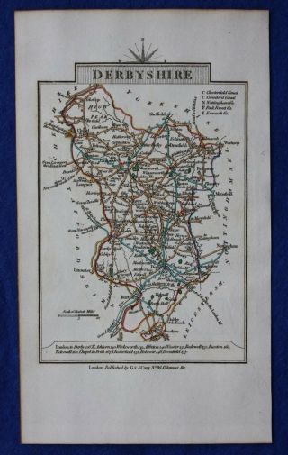 Antique County Map Derbyshire,  John Cary,  1828