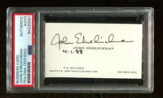 John Ehrlichman Signed Business Card Autographed 1988 Counsel Watergate Psa/dna