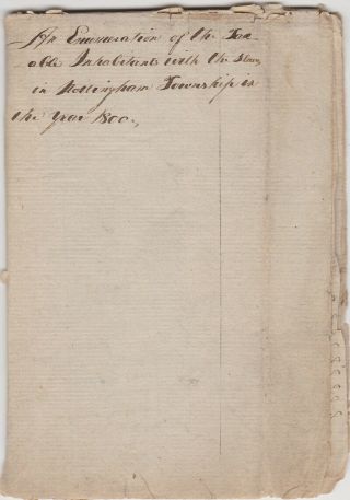 Slavery In Pennsylvania 1800 Nottingham Twp List Of Slaves & Taxable Residents