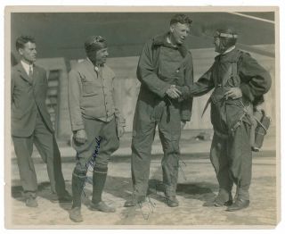 1927 Charles Lindbergh Signed 10 " X 8 " Photo,  2 Minutes Before Flying To Sl