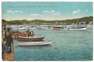 Quinnipiac River,  Haven,  Conn Vintage Postcard Publ Edw P Judd Co Pmk 1915