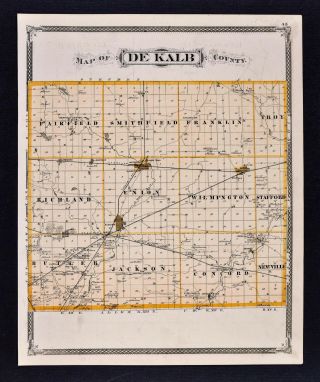 1876 Indiana County Map - De Kalb - Waterloo Auburn Butler Albion Columbia City