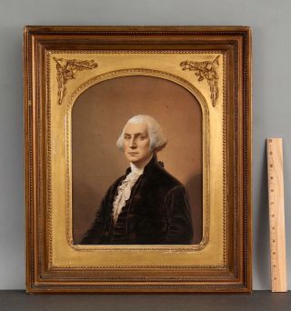 Antique 1864,  John Wood Dodge,  Watercolor Gouache Painting Of George Washington