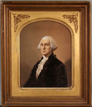 Antique 1864,  John Wood Dodge,  Watercolor Gouache Painting of George Washington 2