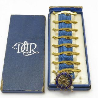 Dar 10/14k Yellow Gold Daughters Of The American Revolution Ribbon Medal W/ Box