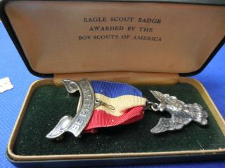 1925 Eagle Scout Award Badge/medal Sterling With Newspaper Announcement