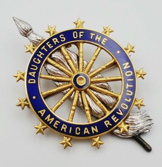 Antique 14k Daughters Of The American Revolution Dar Pin/pendant Orig.  Box,  5.  5g