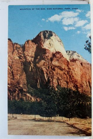 Utah Ut Zion National Park Mountain Of The Sun Postcard Old Vintage Card View Pc