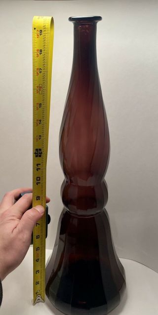Large 27” Vintage Empoli Purple Amethyst Glass Genie Bottle Decanter MCM 1960’s 2