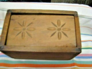 Antique Butter Mold Double Flower Stamp Wood Nr