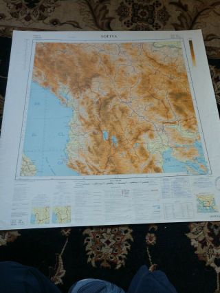 24x26 " 1959 Map Sofiya Yugoslavia Albania Bulgaria Greece Tirane Thessaloniki