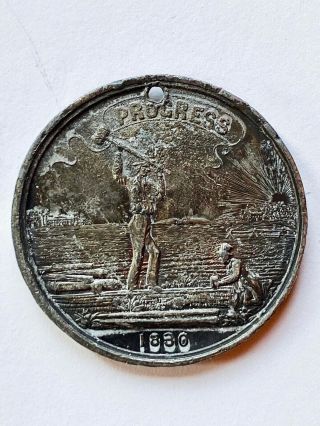 1860 Abraham Lincoln PROGRESS Railsplitter Campaign Token/Medal,  Rare 2