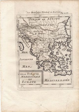 Map Ancient Hungary Turkey Balaton Sea Copperplate Manesson Mallet 1685 A