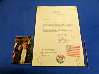 1962 John F.  Kennedy Signed Photo & Letter From Evelyn Lincoln Personal Secy.