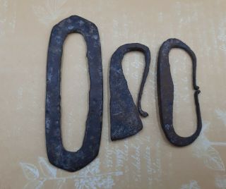 Set Of 3 Rare Antique Fire Strikers Hand Forged Iron Primitive Tool