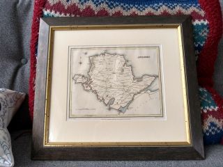 Antique Engraved Map Of Anglesey Engraved J&c Walker Drawn R.  Creigton 39x43cm