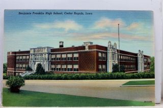 Iowa Ia Cedar Rapids Benjamin Franklin High School Fhs Postcard Old Vintage Card