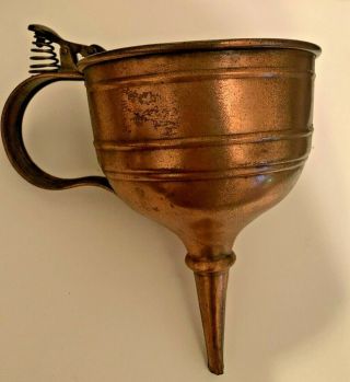 Vintage Copper Funnel Old Moonshine Still Primitive Brass Thumb Lever Lqqk