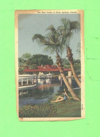 Mb Postcard The Boat Docks At Silver Springs Florida Bathing Beauty Vintage Card