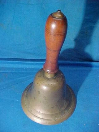 19thc Shaker Made Brass W Wood Handle 8 " School Bell