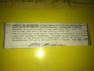 William Williams Signature 1783 Clip Signer Of Declaration 4