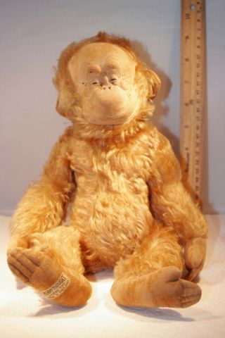 Vintage Merrythought Stuffed Monkey,  1930s - 1940s,  Antique,  Shape,  Rare