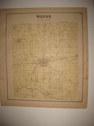 Antique 1875 Wayne Township Versailles Frenchtown Darke County Ohio Handcolr Map