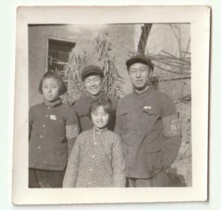 Cultural Revolution Family Photo Red Guards Girls Worker Picket Armband China