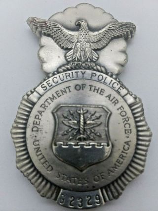 Vintage Usaf Air Force Security Police Badge Numbered Stamped Military