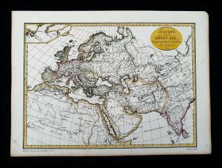 1812 Lapie - Rare Map: The Geography Of The Middle Age,  World Map,  Asia,  Arabia