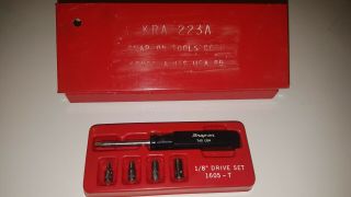 Vintage Snap On 1605t 5 - Piece 1/8 " Drive Rare,  And Kra - 223a Storage Box