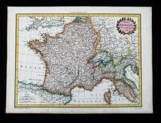 1812 Lapie - Rare Map France & North Italy,  Cote D 