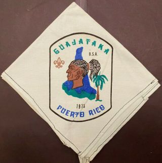 Puerto Rico 1973 Boy Scouts Bsa Puerto Rico Council Guajataka Camp Neckerchief