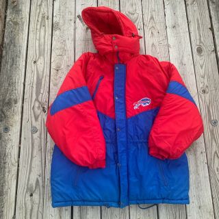 Vintage Buffalo Bills Parka Winter Coat Size Xl Hood Jacket