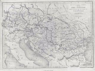 Hughes Map - C1840 - " Map Of Central Europe Showing The Danube " - Steel Engraving