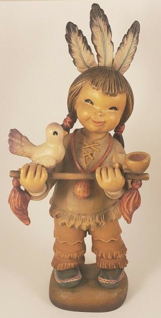 Vintage Anri Ferrandiz 11 1/2 " Wood Carved " Peace Pipe " Indian Bird Figurine