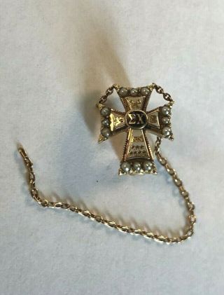 Vintage Sigma Chi ΣΧ Yellow Gold Enamel Cross Badge